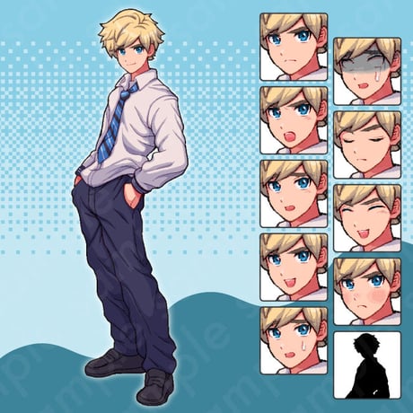 Pixel Art Set - 6 School Characters - Uniforms, Teacher, Expressions + More.