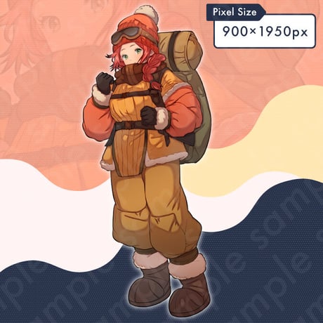 Climbing Snow Mountain: Braided Red-Haired Woman Illustration | Modern Standee - 10 Faces & More