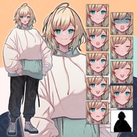 Blonde Teen Illustration in Oversized Hoodie - Modern Style, 10 Expressions + Extras.