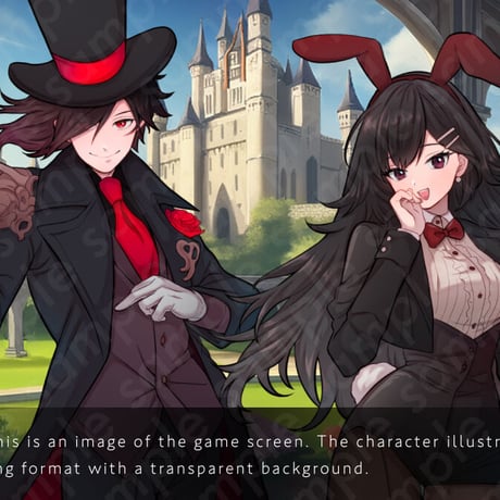 Haughty Yet Cute Black-Haired Bunny Girl Illustration: Modern/Fantasy, Suit, 10 Expressions & More