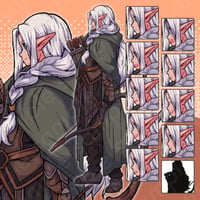 Pixel Art Elf Archer - White-haired, Male/Female, 10 Expressions + More