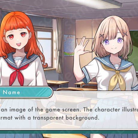 Ladylike Middle Schooler Illustration: Sailor Uniform, Orange Bangs, 10 Expressions & Extras