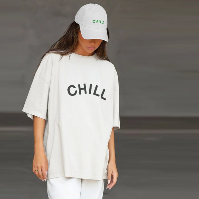 gontaドゥロワー drawer ドルマン風　スエット素材　ロゴ　グレ セール】Geometric Skyline Drawcord T-Shirt / ジオメトリック