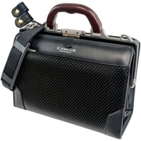 ダレスバッグ ミニ 天然木取手 ディンプル加工 B5書類対応 990g 日本製 豊岡生産 + 竹八謹製 牛革製ケーブルバンド2個 セット tm0487