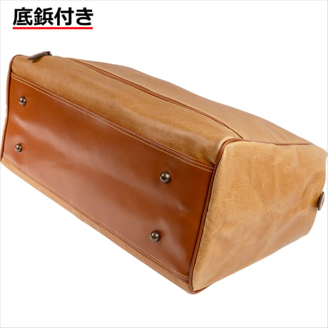 ボストンバッグ ダレスタイプ白化合皮 レトロ調素材 2泊～3泊用 940g 日本製 豊岡生産 + 竹八謹製 牛革製ケーブルバンド2個 セット tm0512