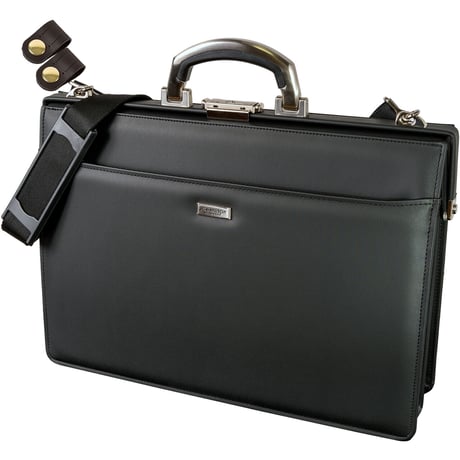 ダレスバッグ メンズ アルミ取手 B4書類対応 1170g 日本製 豊岡生産 + 竹八謹製 牛革製ケーブルバンド2個 セットtm0574