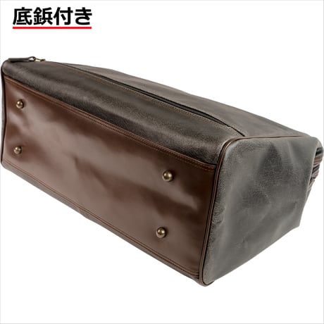 ボストンバッグ ダレスタイプ白化合皮 レトロ調素材 2泊～3泊用 940g 日本製 豊岡生産 + 竹八謹製 牛革製ケーブルバンド2個 セット tm0512