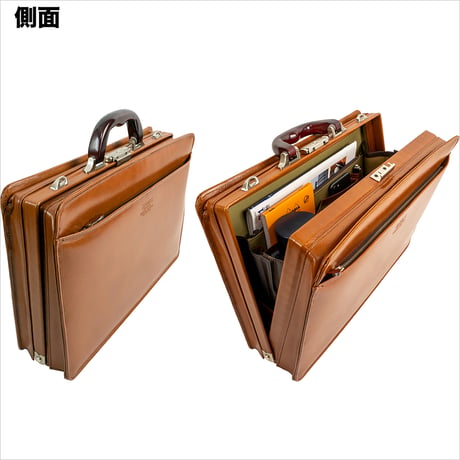竹八謹製 (タケハチ) 高級 本革 ダレスバッグ 天然木取手 A4ファイル対応 1670g 日本製 豊岡生産 + ケーブルバンド2個 セットtm0648