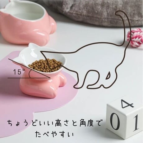 ねこ型フードボウル4点セット