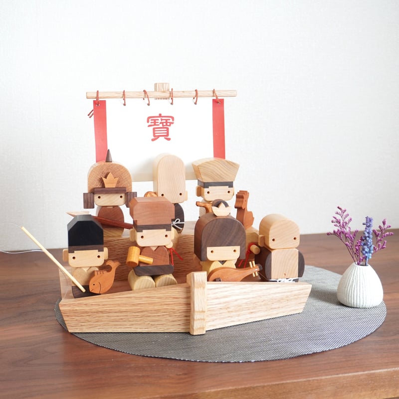 七福神 7人セット 宝船つき | 木工房 福ひで 七福神 7人セット 宝船つき | 木工房 福ひで
