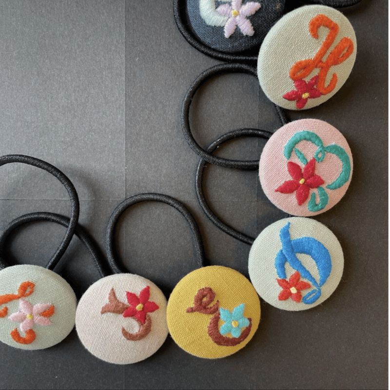岩手】刺繍くるみボタンヘアゴム6個セット | collect market