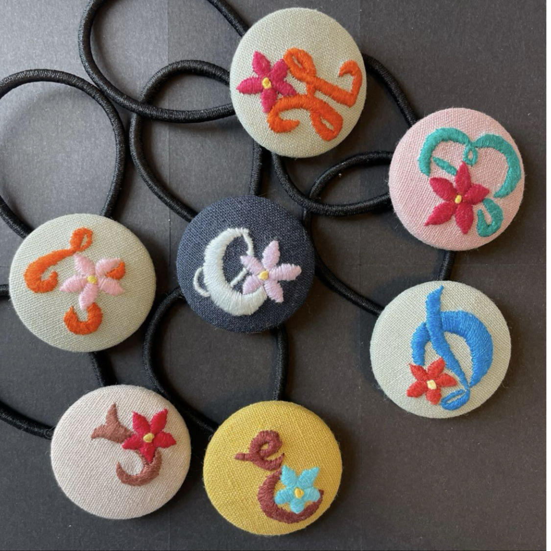 岩手】刺繍くるみボタンヘアゴム6個セット | collect market