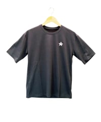 ap8962-3 ○MOJA モジャ スター 刺繍 Tシャツ M~Lサイズ チャコールグレー ワンポイント 綿100% 日本製 超長綿 クルーネック