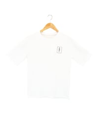 ap8963 ○MOJA モジャ ワンポイント Tシャツ M~Lサイズ ホワイト 刺繍 スイッチ クルーネック 超長綿 日本製 シンプル