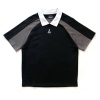 theories s/s polo shirts 24SUMMER midfield pique polo shirts BLACK/GREY(襟シミ有)  セオリーズ ポロシャツ 半袖
