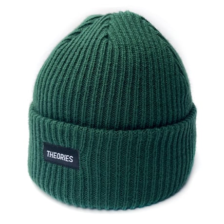 theories beanie 24SUMMER stamp label rib knit TEAL.GREEN セオリーズ ビーニー ニットキャップ