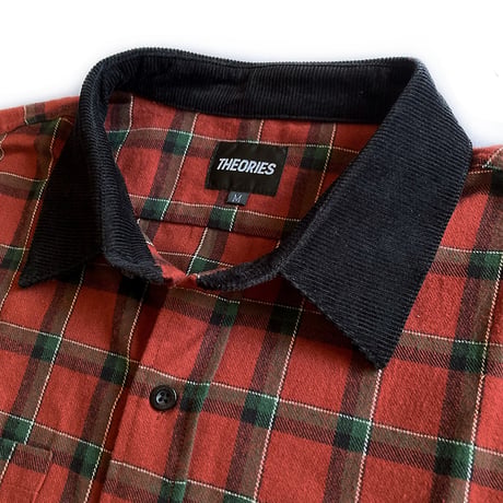 theories l/s shirts 23FALL cascadia cord collar flannel shirts BRICK