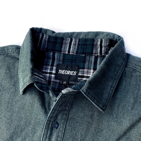 theories l/s shirts 25HOLIDAY union flannel lined button-up shirts SEA.GREEN (生地傷アリ)