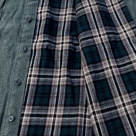 theories l/s shirts 25HOLIDAY union flannel lined button-up shirts SEA.GREEN (生地傷アリ)