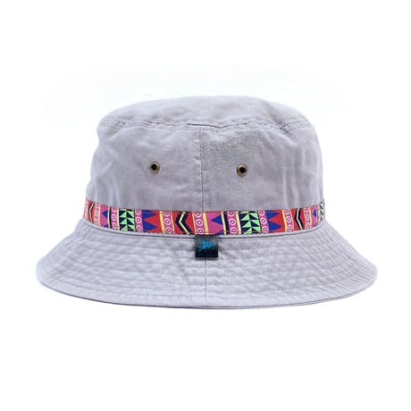 KAONKA hat 25LATE SUMMER ortega tape bucket hat WARM.GREY/RED&PINK.TAPE  カオンカ ハット