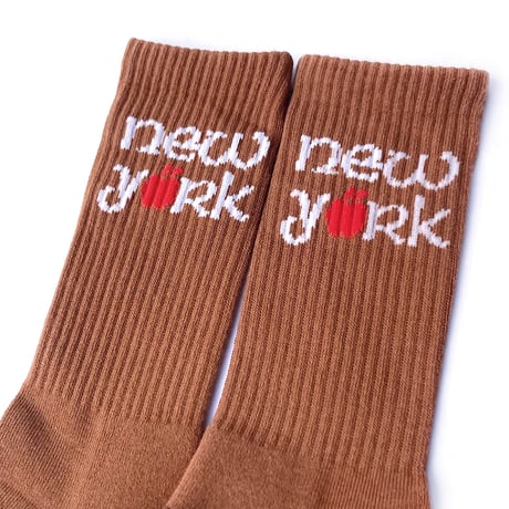 theories socks 26SPRING big apple crew CINNAMON セオリーズ ソックス 靴下