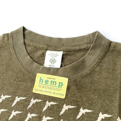 satori dead stock hemp s/s T-shirts bird OLIVE