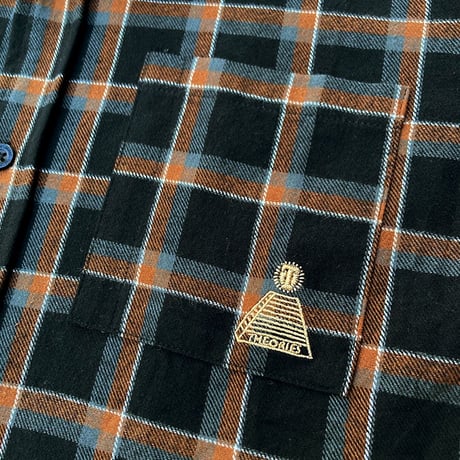 theories l/s shirts 23FALL cascadia cord collar flannel shirts BLACK(ボタン欠損)