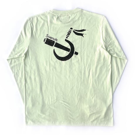 5ivenuts l/s T-shirts 26SPRING hunt logo MILKY.LIME/DARK.CHOCOLATE ファイブナッツ オリジナル Tシャツ 長袖