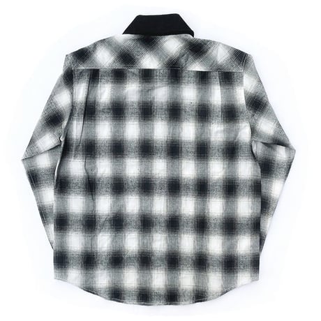 theories l/s shirts 24HOLIDAY cascadia cord collar flannel shirts BLACK/WHITE