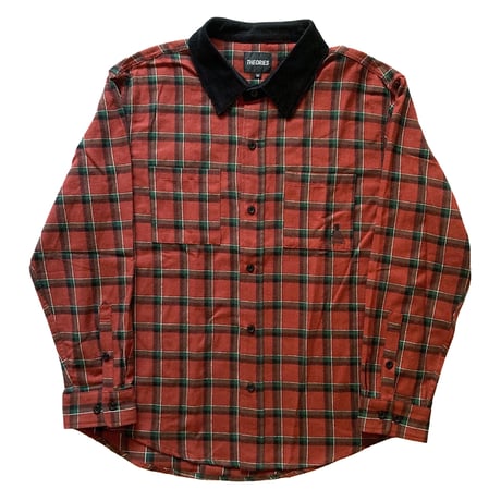 theories l/s shirts 23FALL cascadia cord collar flannel shirts BRICK