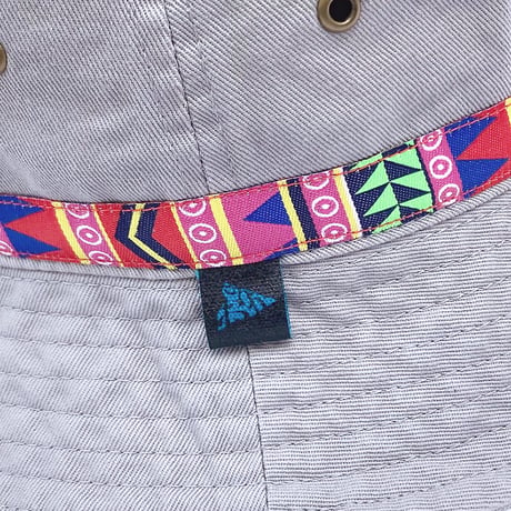 KAONKA hat 25LATE SUMMER ortega tape bucket hat WARM.GREY/RED&PINK.TAPE  カオンカ ハット