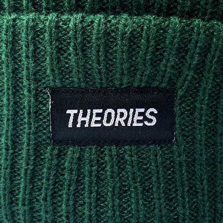 theories beanie 24SUMMER stamp label rib knit TEAL.GREEN セオリーズ ビーニー ニットキャップ
