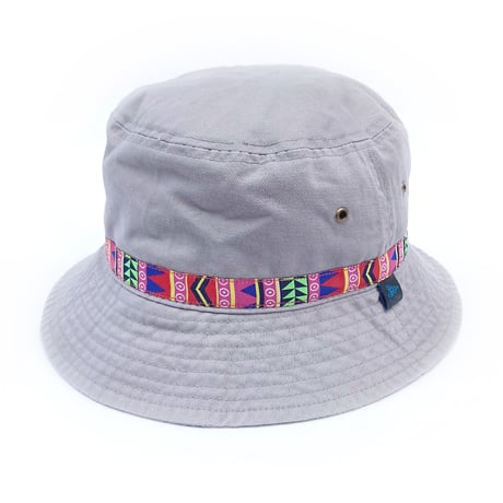 KAONKA hat 25LATE SUMMER ortega tape bucket hat WARM.GREY/RED&PINK.TAPE  カオンカ ハット