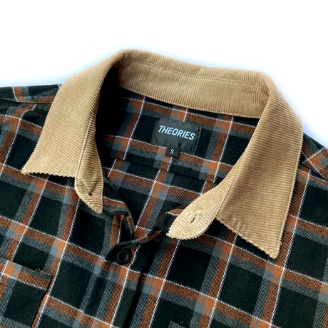 theories l/s shirts 23FALL cascadia cord collar flannel shirts BLACK(ボタン欠損)