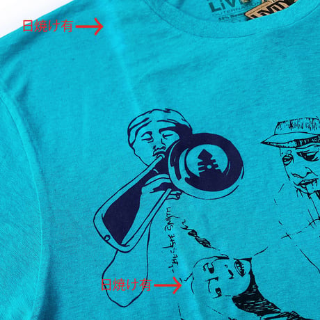 livity dead stock hemp s/s T-shirts trumpet TURQUOISE(日焼けアリ)