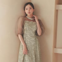 オーガンジーパフスリーブドレス