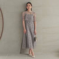 ボレロセットアップ刺繍ドレス  モーヴ