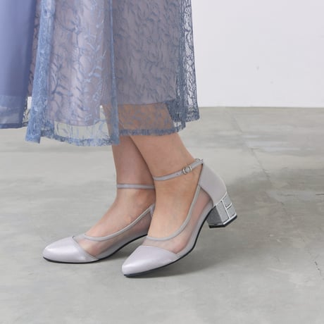 チャンキーヒールシアパンプス