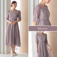 シフォン切り替えスタイルアップドレス  モーヴ