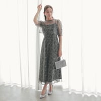 ボレロセットアップ刺繍ドレス  チャコールグレー