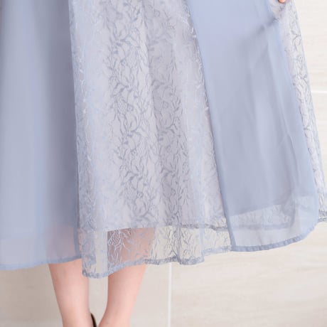 シフォン切り替えスタイルアップドレス  モーヴ