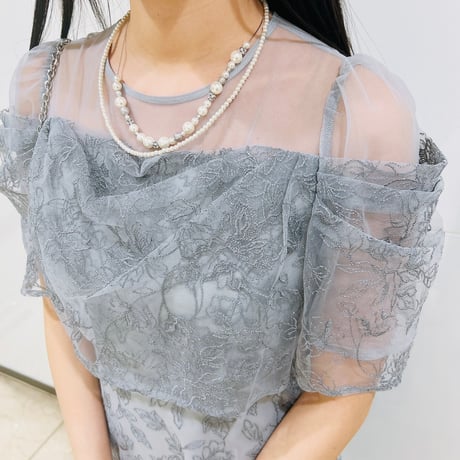 ラメ刺繍ドレープドレス