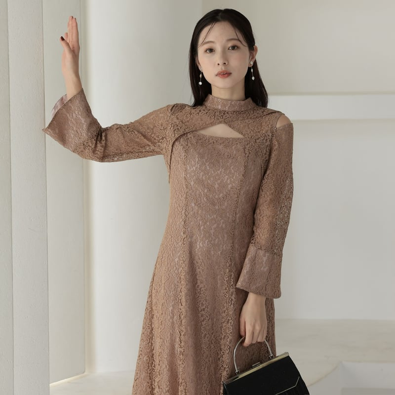 袖フレアジャガードドレス | ZORVA