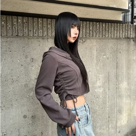 サイドドロストZIPパーカー・キャミセット
