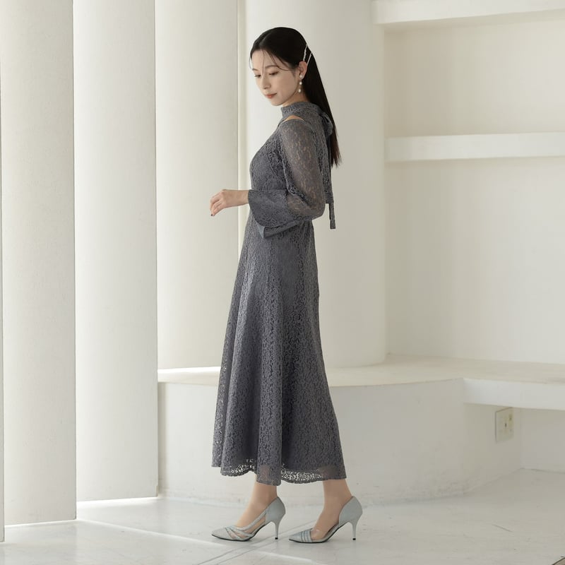 r*9様 【期間限定】ドレスルームアミ　ジャガードドレス ダークパープルジャガードのサイドカットドレープデザインステージ