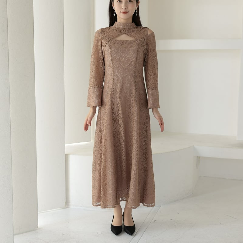 袖フレアジャガードドレス | ZORVA