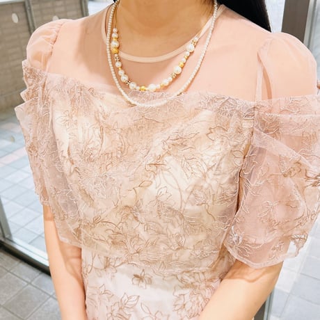 ラメ刺繍ドレープドレス