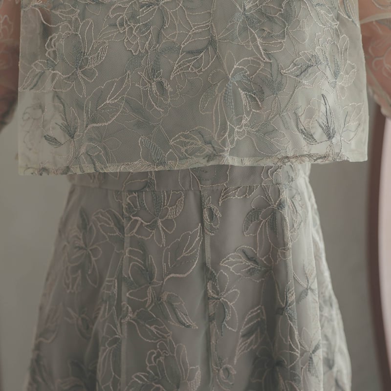 ボレロセットアップ刺繍ドレス ブラウン | ZORVA