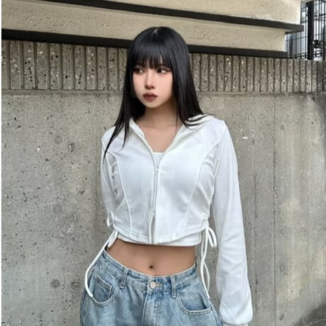 サイドドロストZIPパーカー・キャミセット