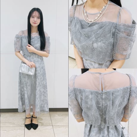 ラメ刺繍ドレープドレス